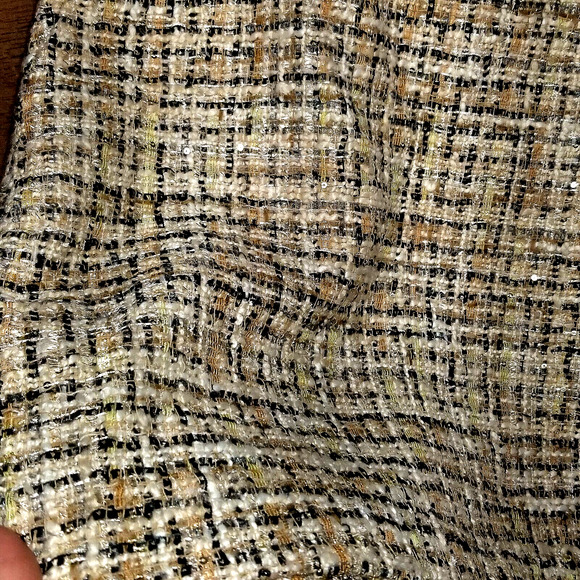 Ann Taylor LOFT Wmns Pencil Skirt Sz 4 Ivory Gold Tweed Pockets Academia Office - Picture 3 of 11